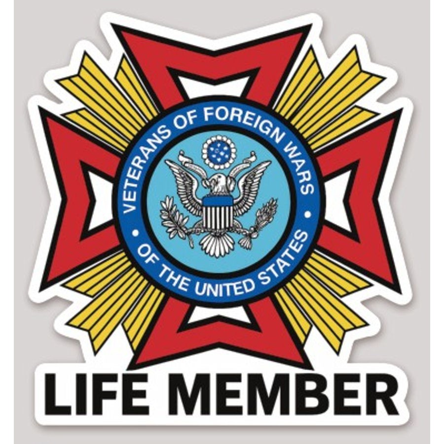 2 Inch Non Reflective VFW LIFE MEMBER Veterans Of Foreign Wars Sticker