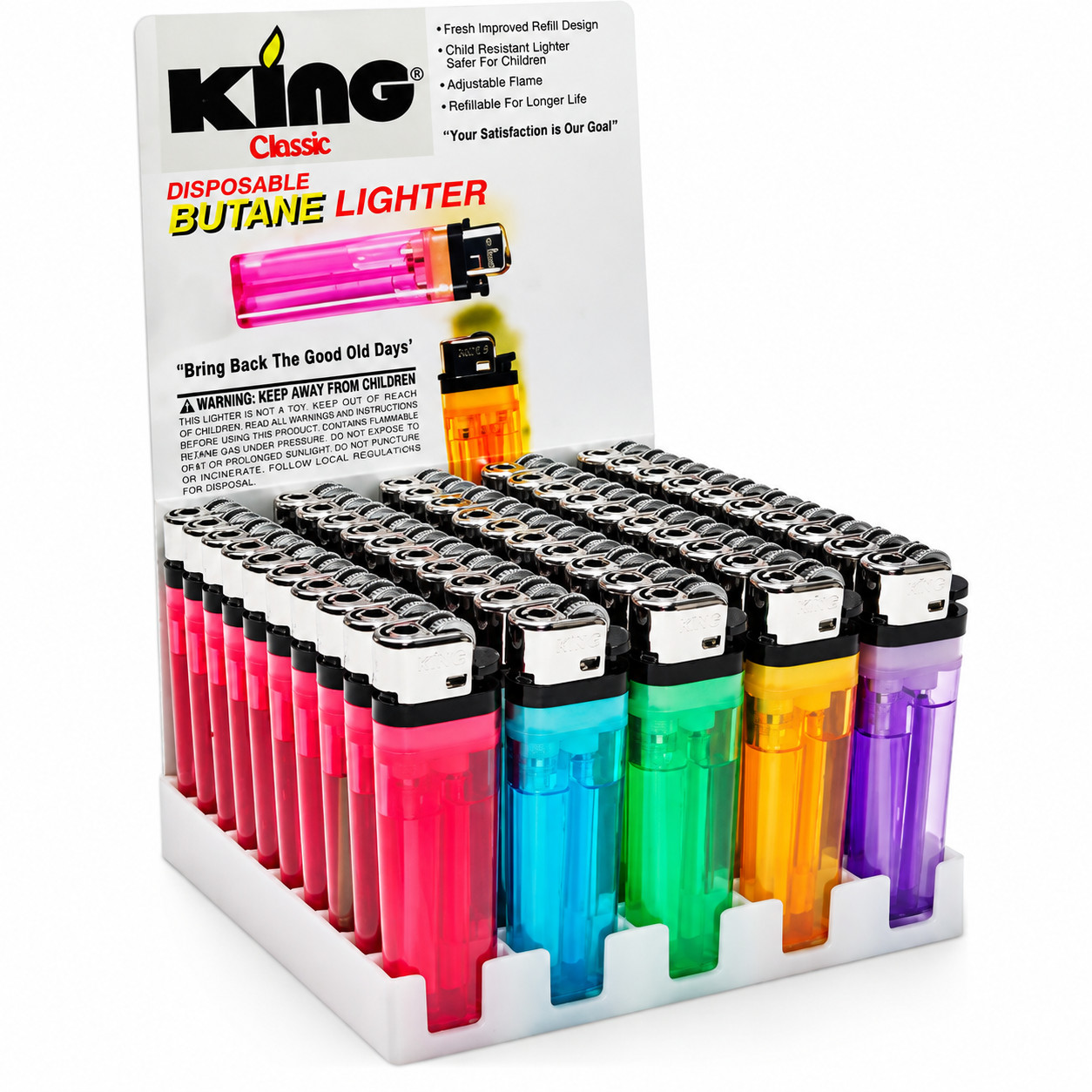 King Disposable Butane Lighters 50 Count