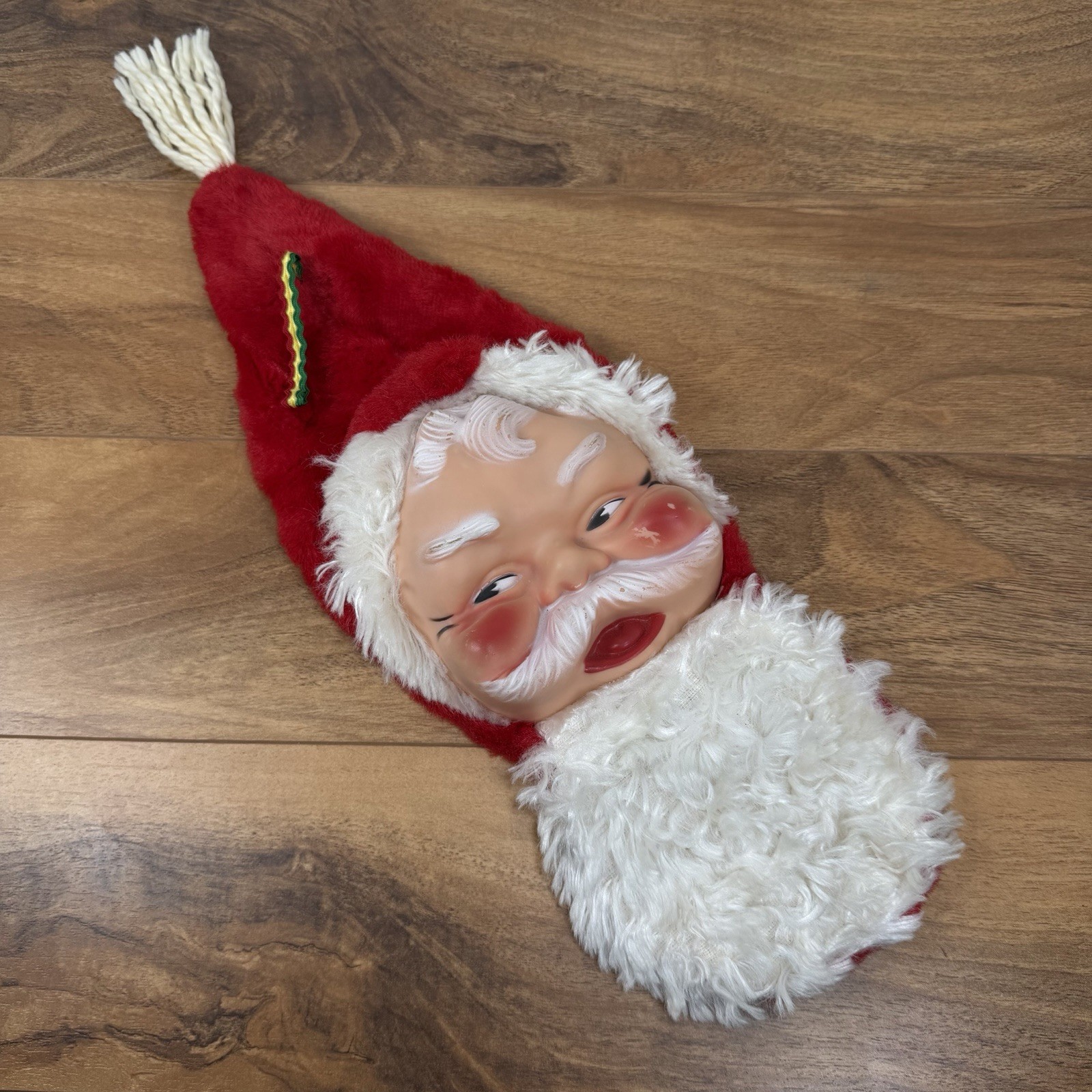 Santa Headed Pajama Bag Zipper USA Hanging Stocking So perfect for a 50s Child