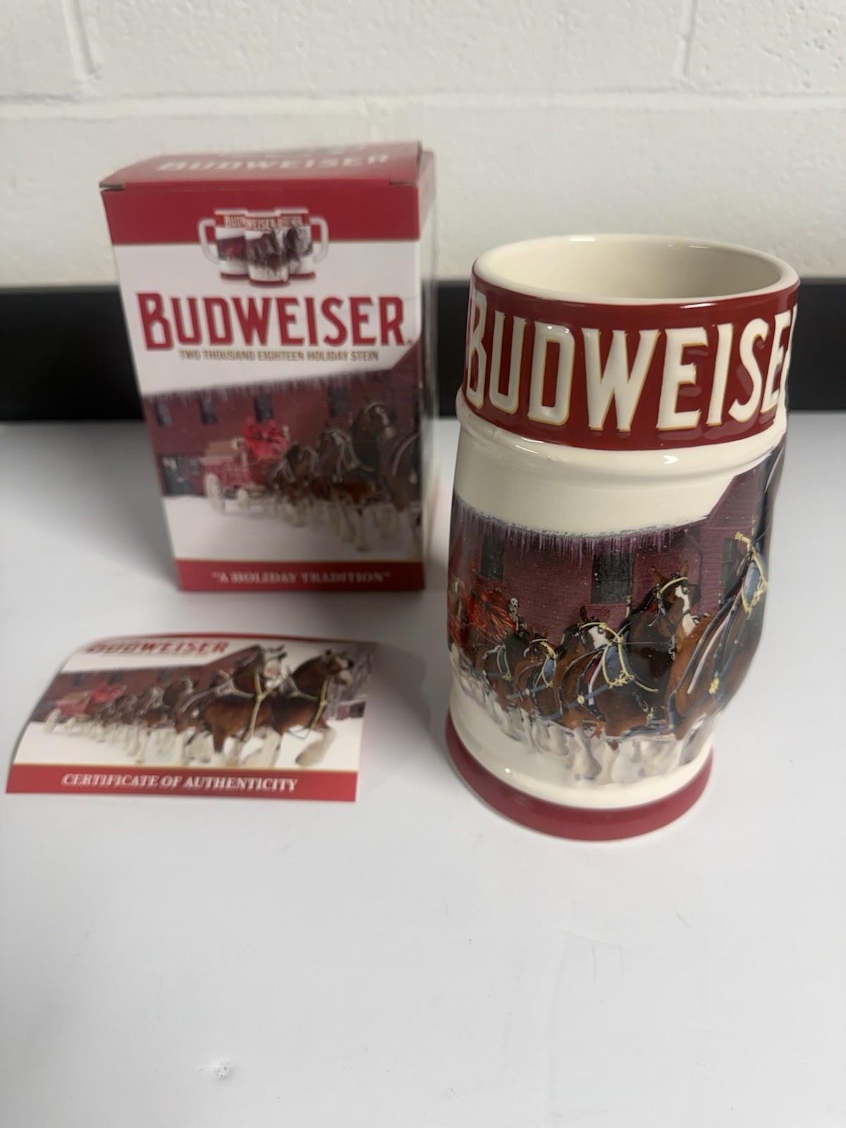 2018 Budweiser Holiday Stein ~ 39th edition of Budweiser Clydesdale Collectible