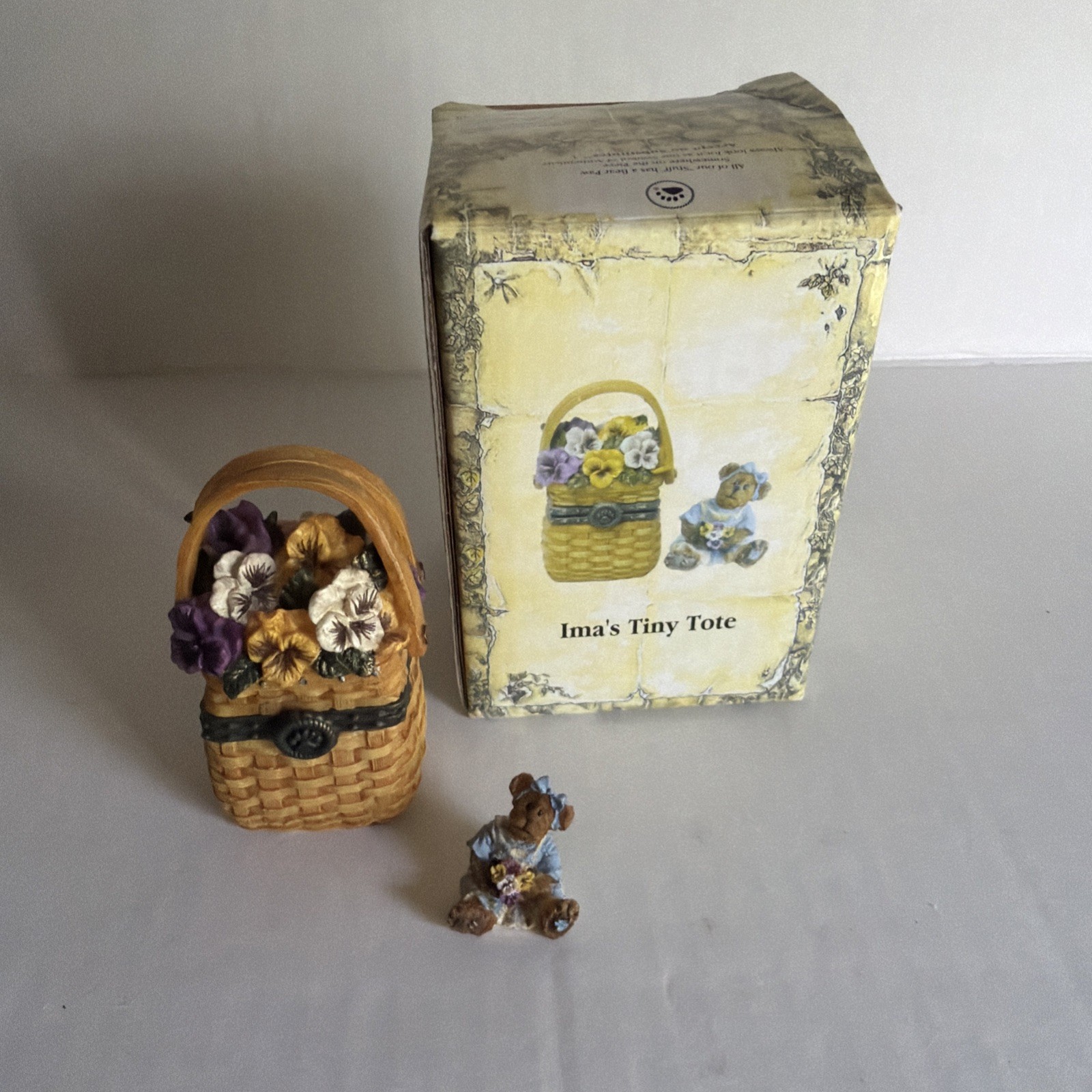 Boyds Bears Longaberger Ima’s Tiny Tote Treasure Box w/ Bear & Box FOR REPAIR