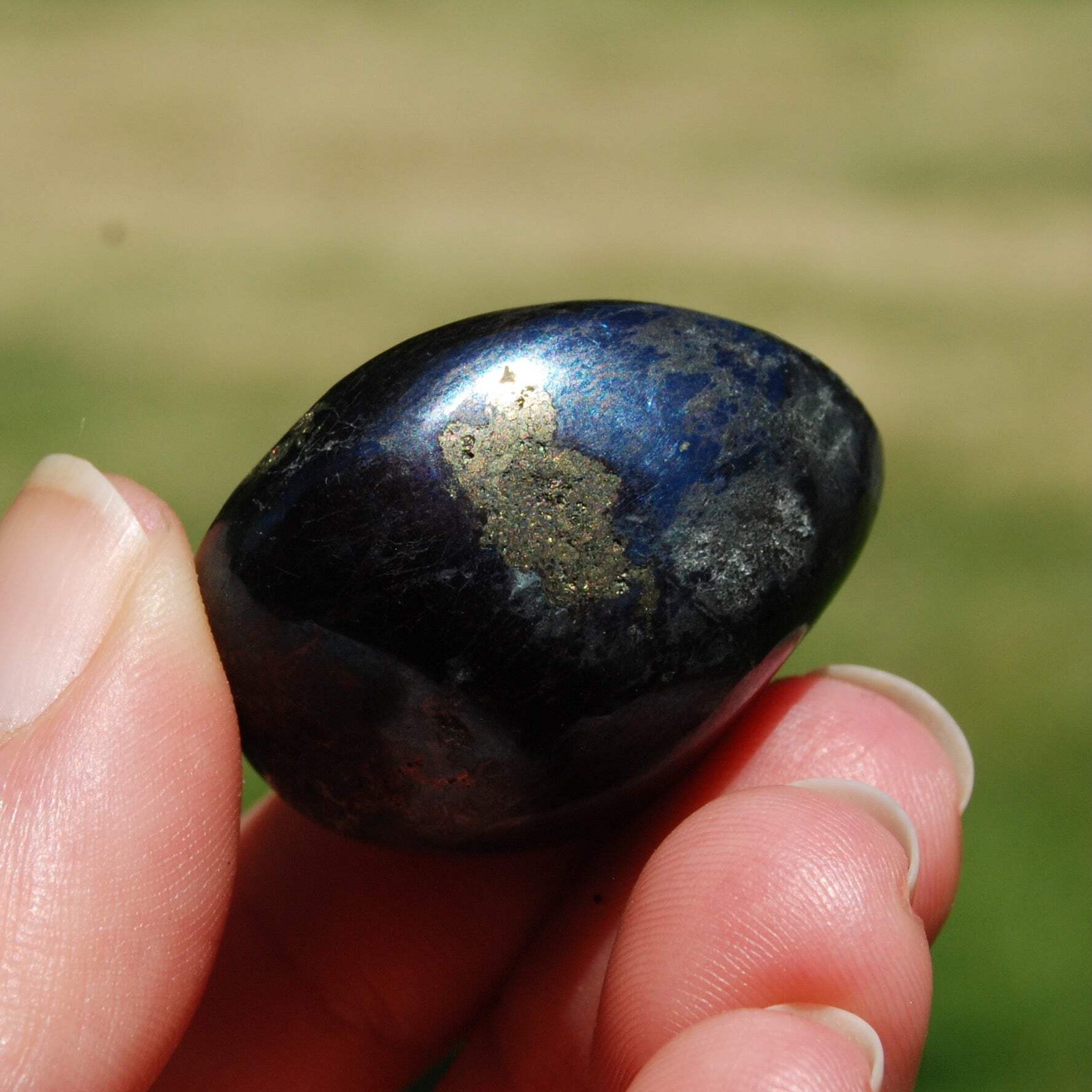 1.3in 41g RARE Covellite Crystal Tumbled Stone, Peru k16