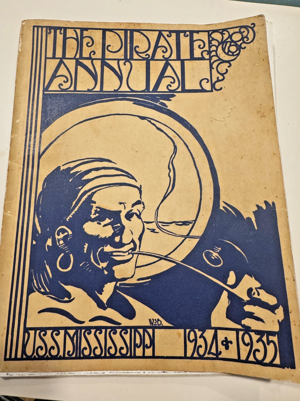 FREE SHIP RARE 1934-1935 The Pirate Annual USS Mississippi Yearbook US Navy