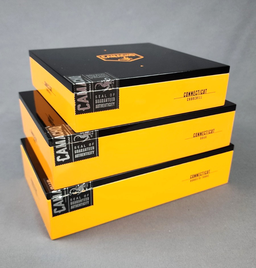 Lot 3 CAMACHO Empty Cigar Boxes Connecticut Churchill 60x6 Robusto Metal Hinges