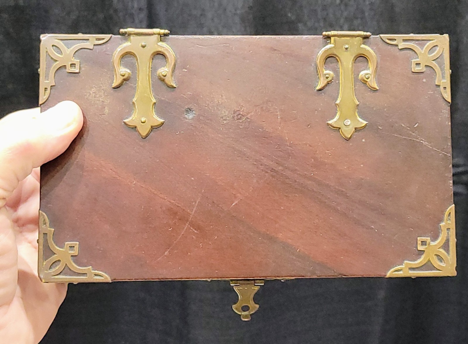 Antique Victorian Wood Box With Very Ornate Hardware GORGEOUS