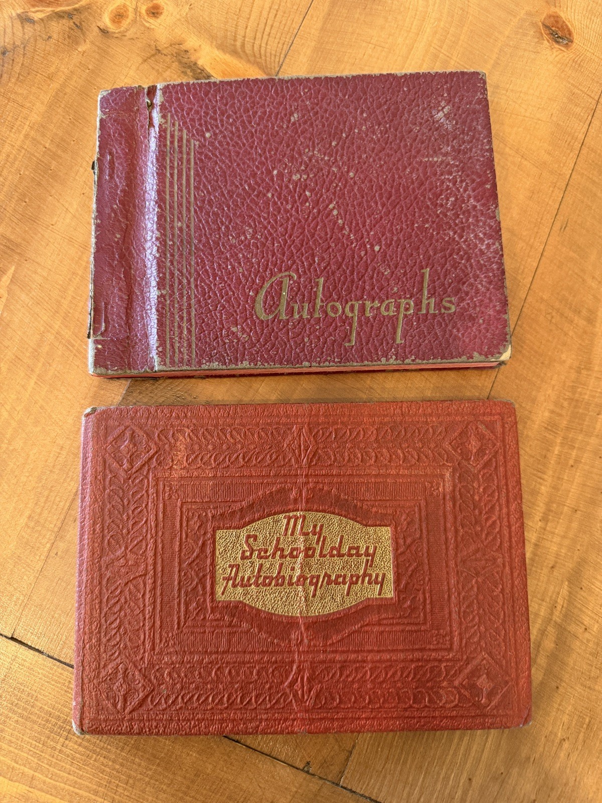 Lot of 2 Vintage 1940s School Day Memory Autograph Books Handwritten Notes