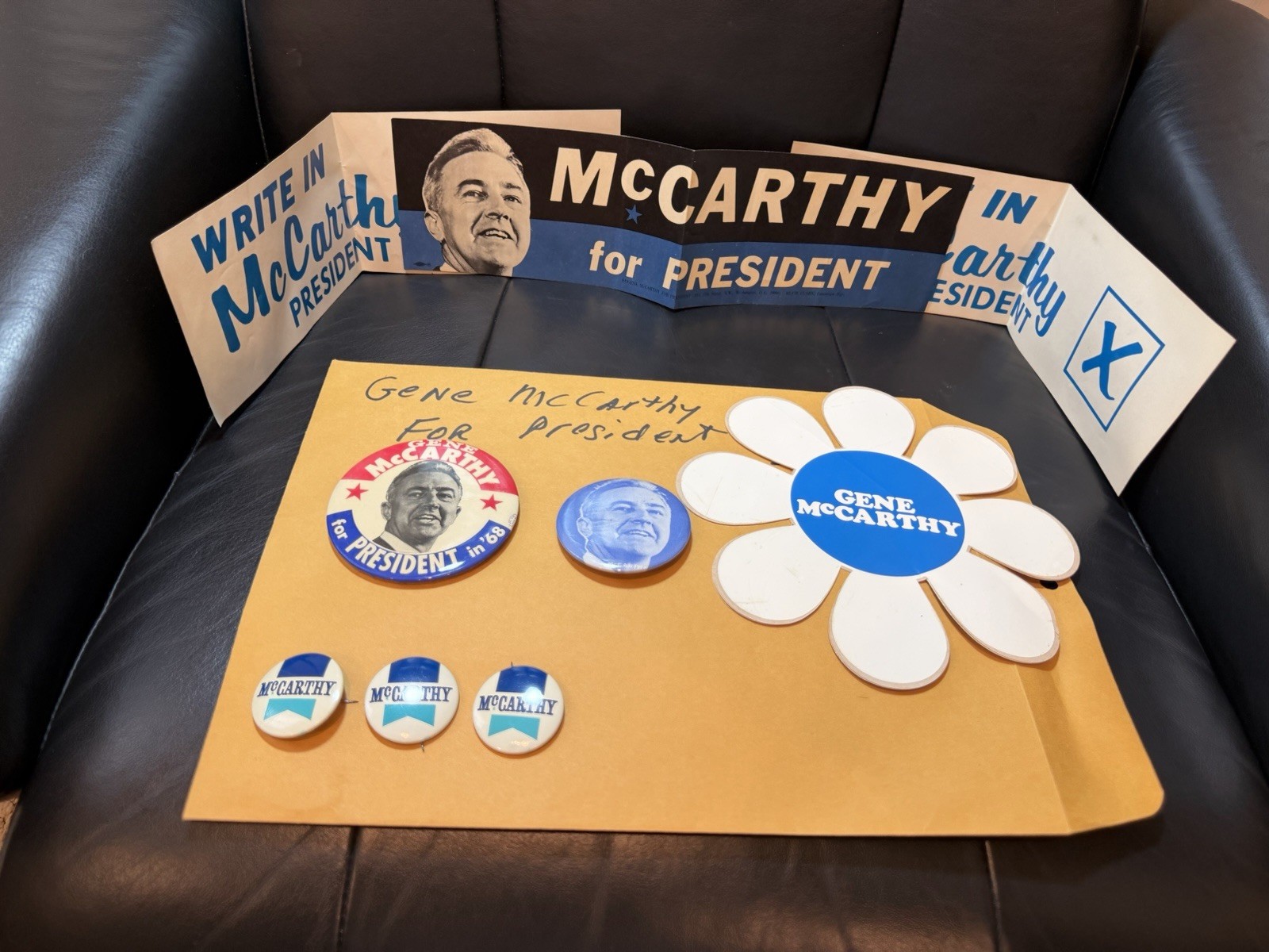 Vintage EUGENE McCARTHY for President Button Pins, Bumper stickers - etc