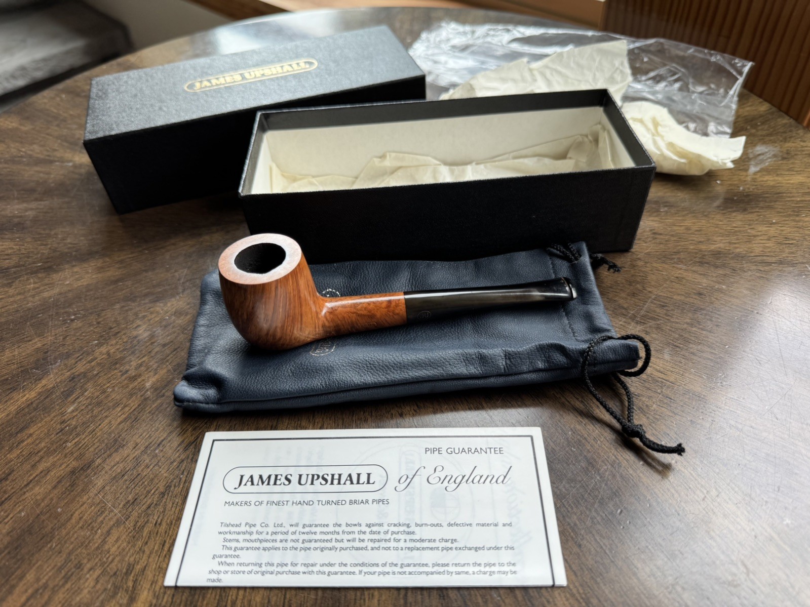 James Upshall B Grade Straight Grain Billiard Pipe Made in England BOX POUCH James Upshall B Grade Straight Grain Billiard Pipe Made in England BOX POUCH