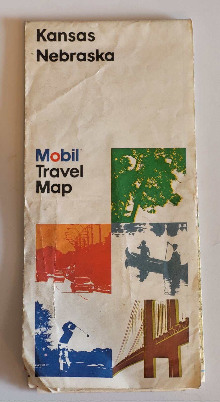 Kansas Nebraska Mobil travel map 1977