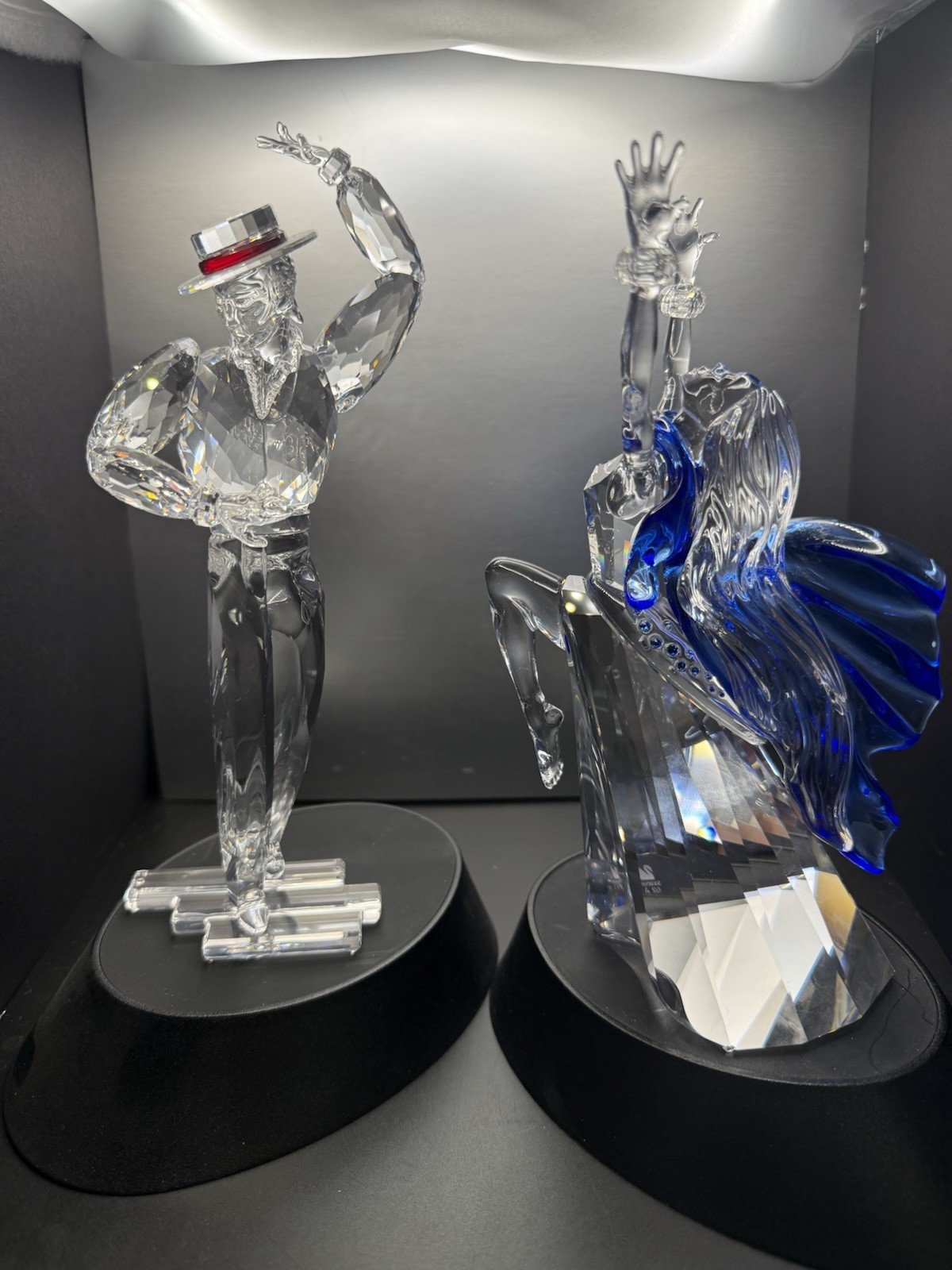2 Swarovski ~ Magic Of Dance ~ Isadora & Antonio ~ Crystal Figurines w/ Stands