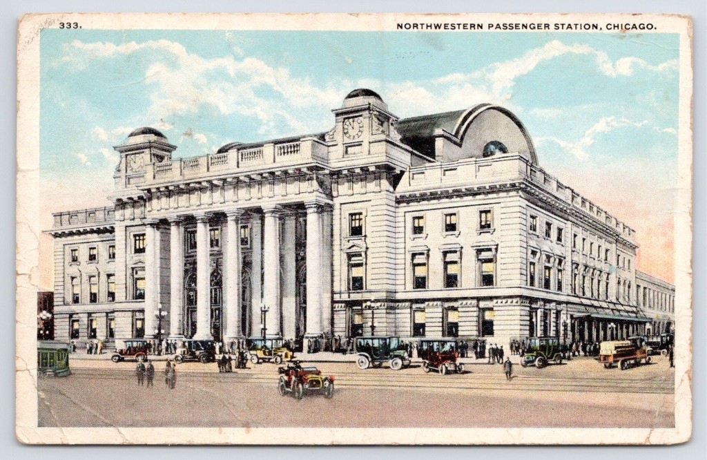 Chicago Illinois Northwestern Passenger Station Depot Rigot c1915 Postcard