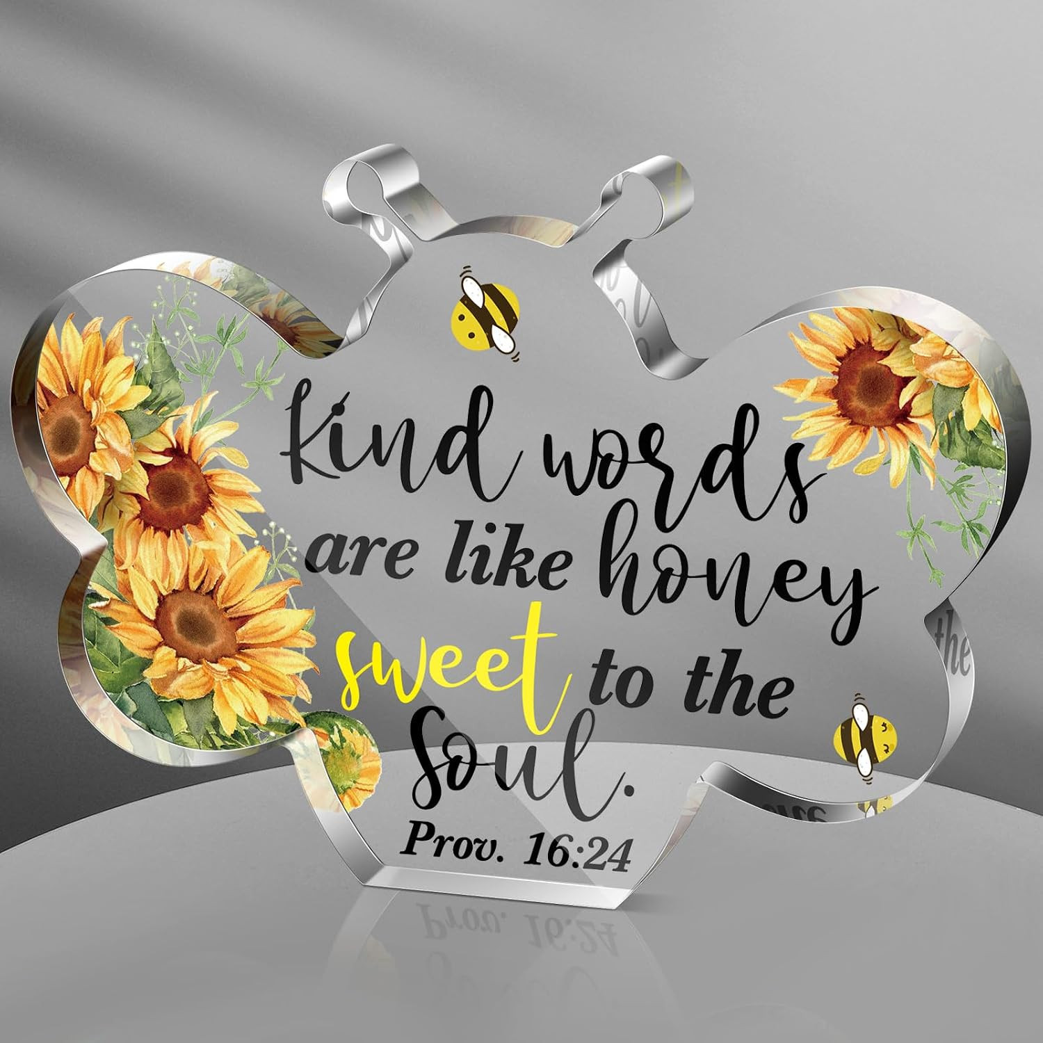Bible Verse Plaque Scripture Sign Proverbs 16:24 Decor, Bee Shape