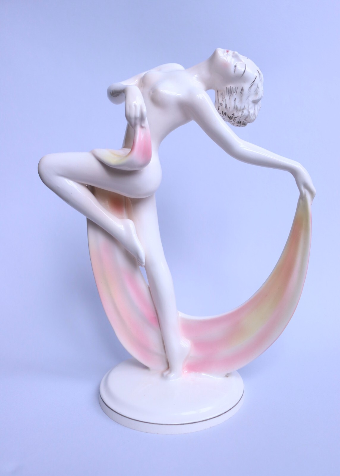 Hertwig & Katzhutte  German Faience Porcelain Figurine Nude Girl Dancer NO TARIF