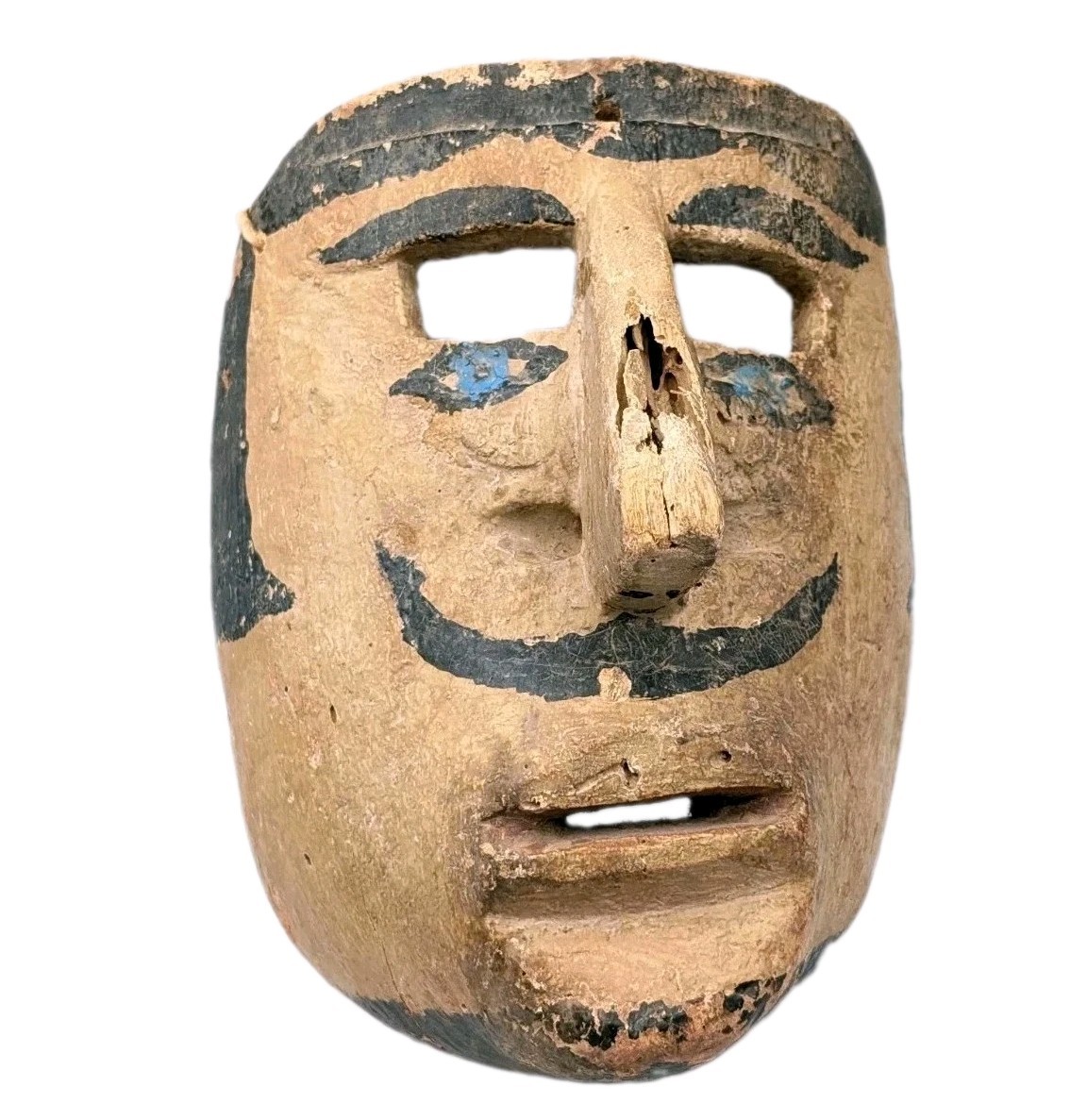 Antique Mexican Mexico Wood Wooden Ethnographic Danced Dance Mask Folk Art 