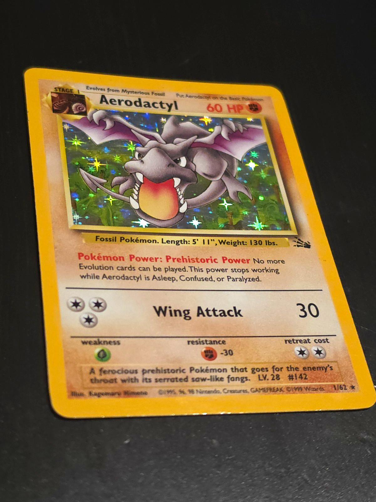 Wizards of the Coast Pokémon TCG Aerodactyl Prerelease Promo Holo 01/62 English