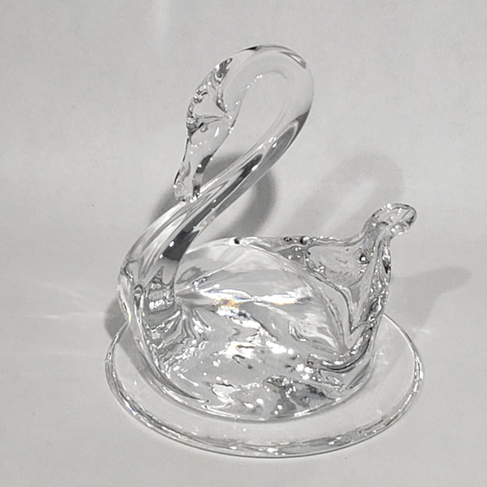 Hand Blown Clear Crystal Art Glass Swan 3\