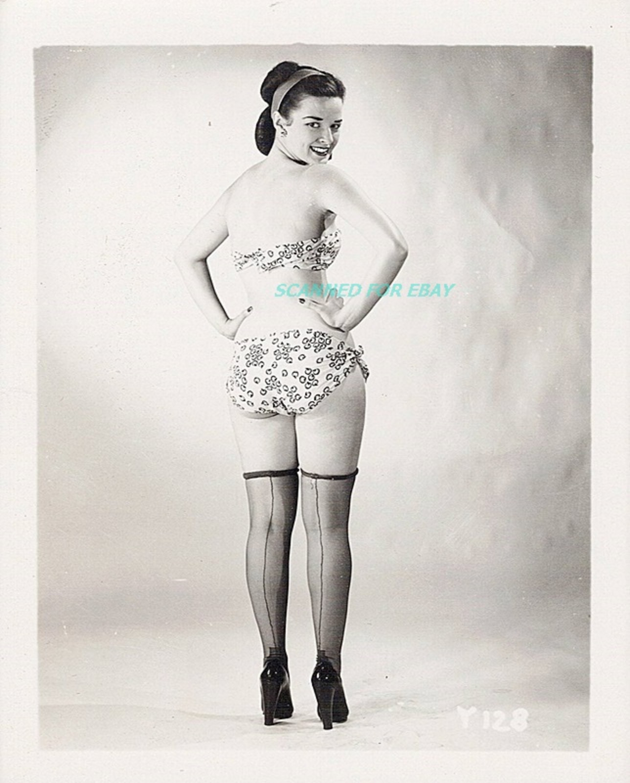 Fancy Floral Underwear Photo Seamed Nylons Heels Irving Klaw