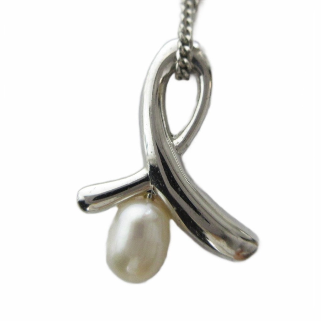 Tasaki Pearl Pendant Necklace Silver Pearl Logo AB  40cm (Ages 14+)