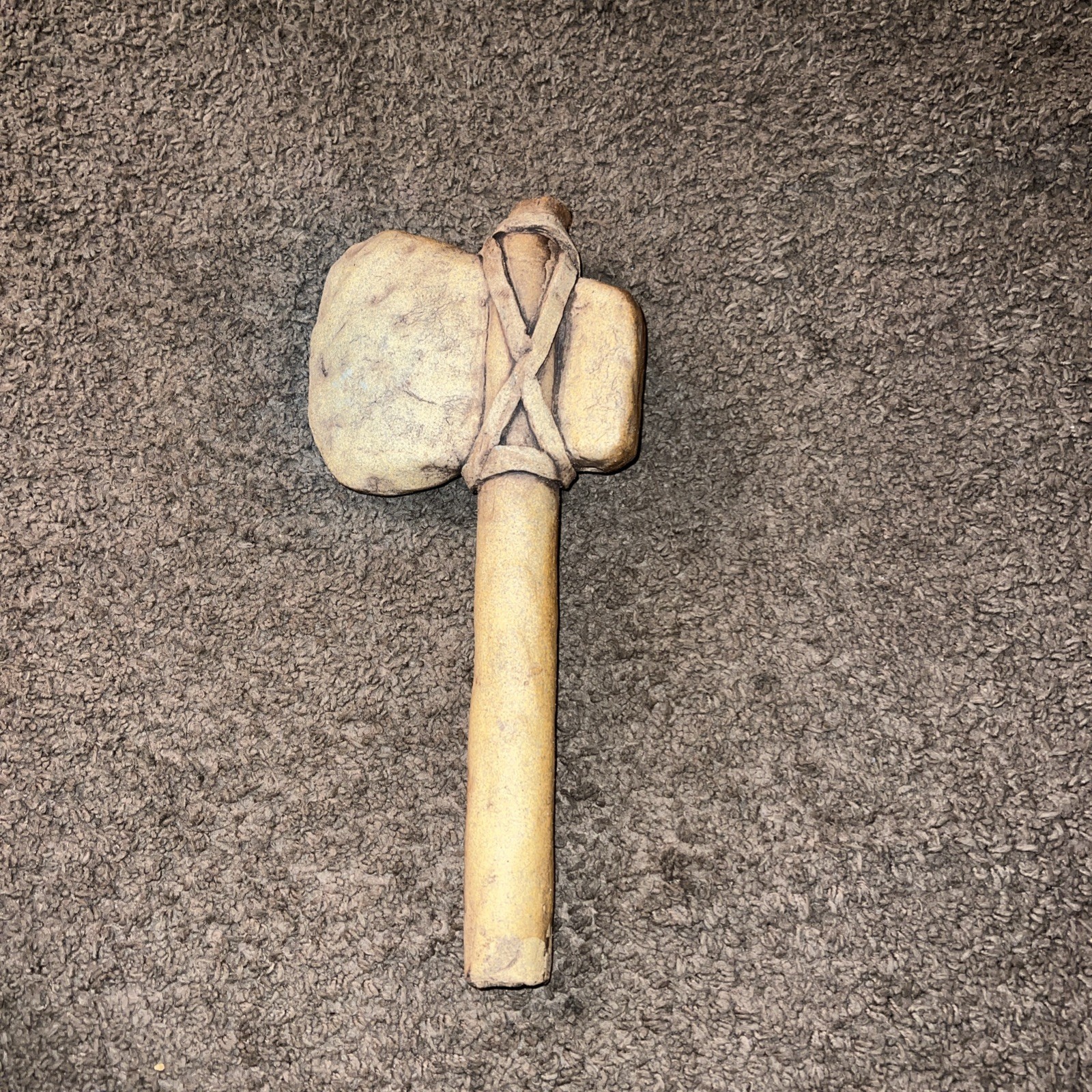 Vintage Hollow Ceramic Native American Tomahawk Tribal Stone Axe Shaman Rattle
