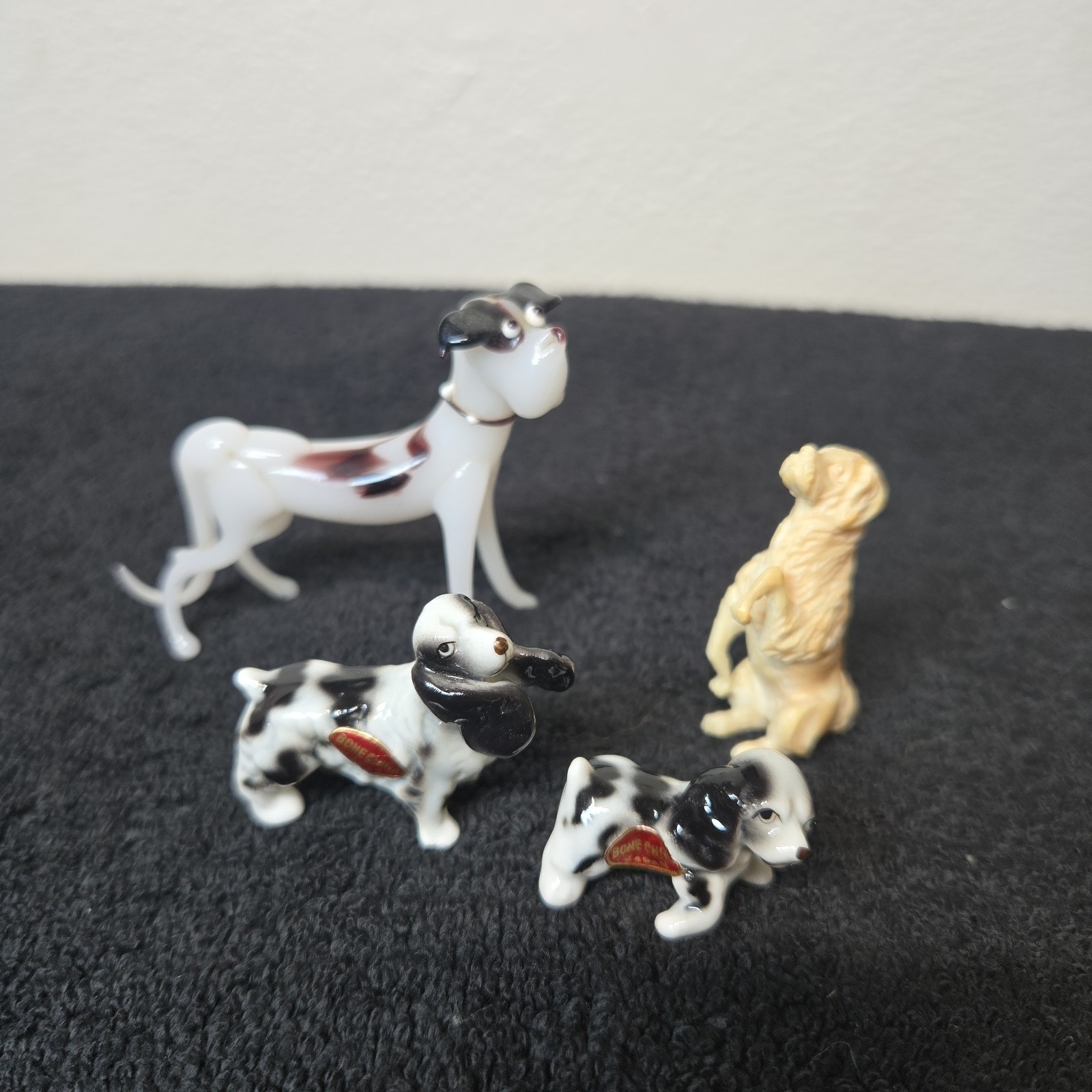 Vintage 4-Piece Miniature Dog Lot - Occupied Japan Glass, Bone China...