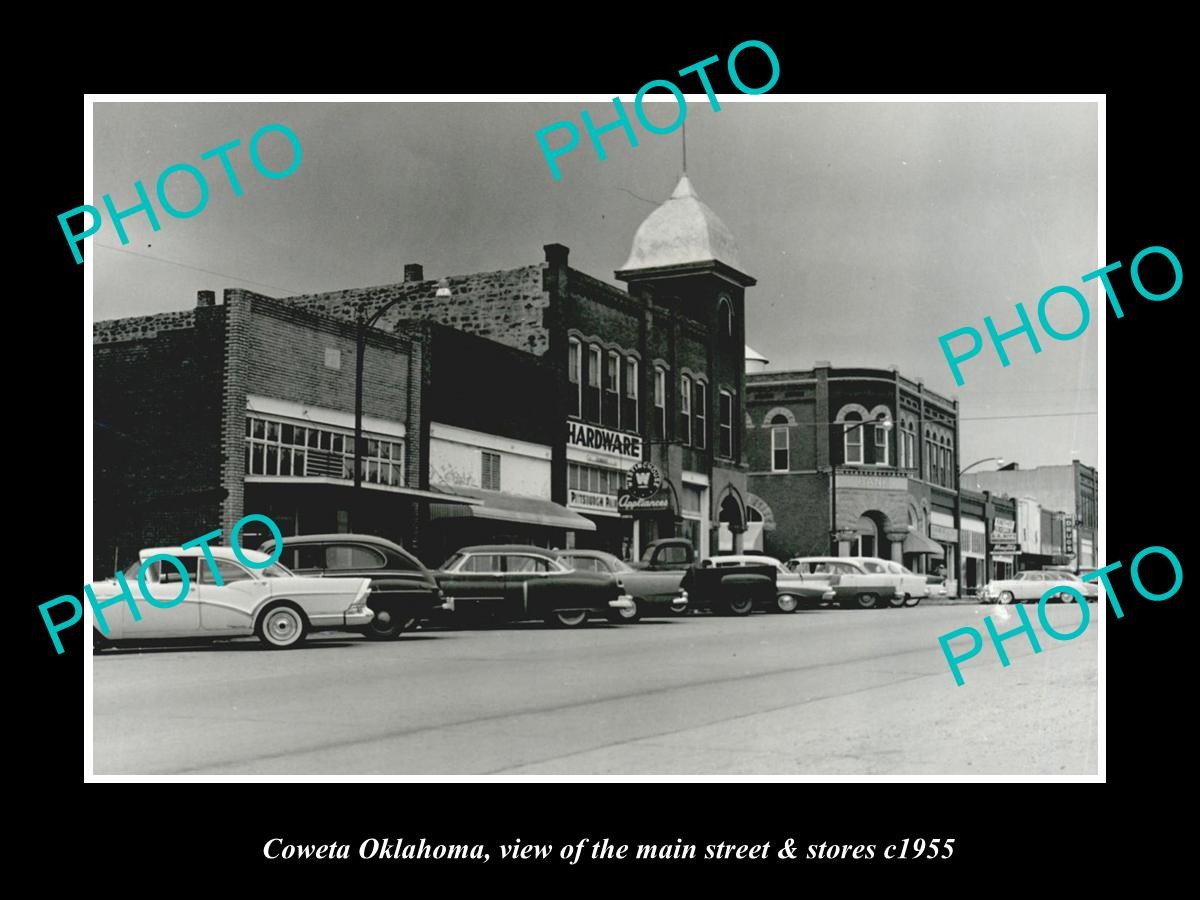 Coweta Oklahoma The Main Street & Stores c1955 Old Large Historic Photo