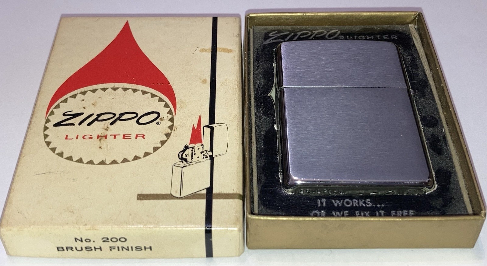 Vintage Zippo Lighter No.200 Brush Finish In Box Vintage Zippo Lighter No.200 Brush Finish In Box