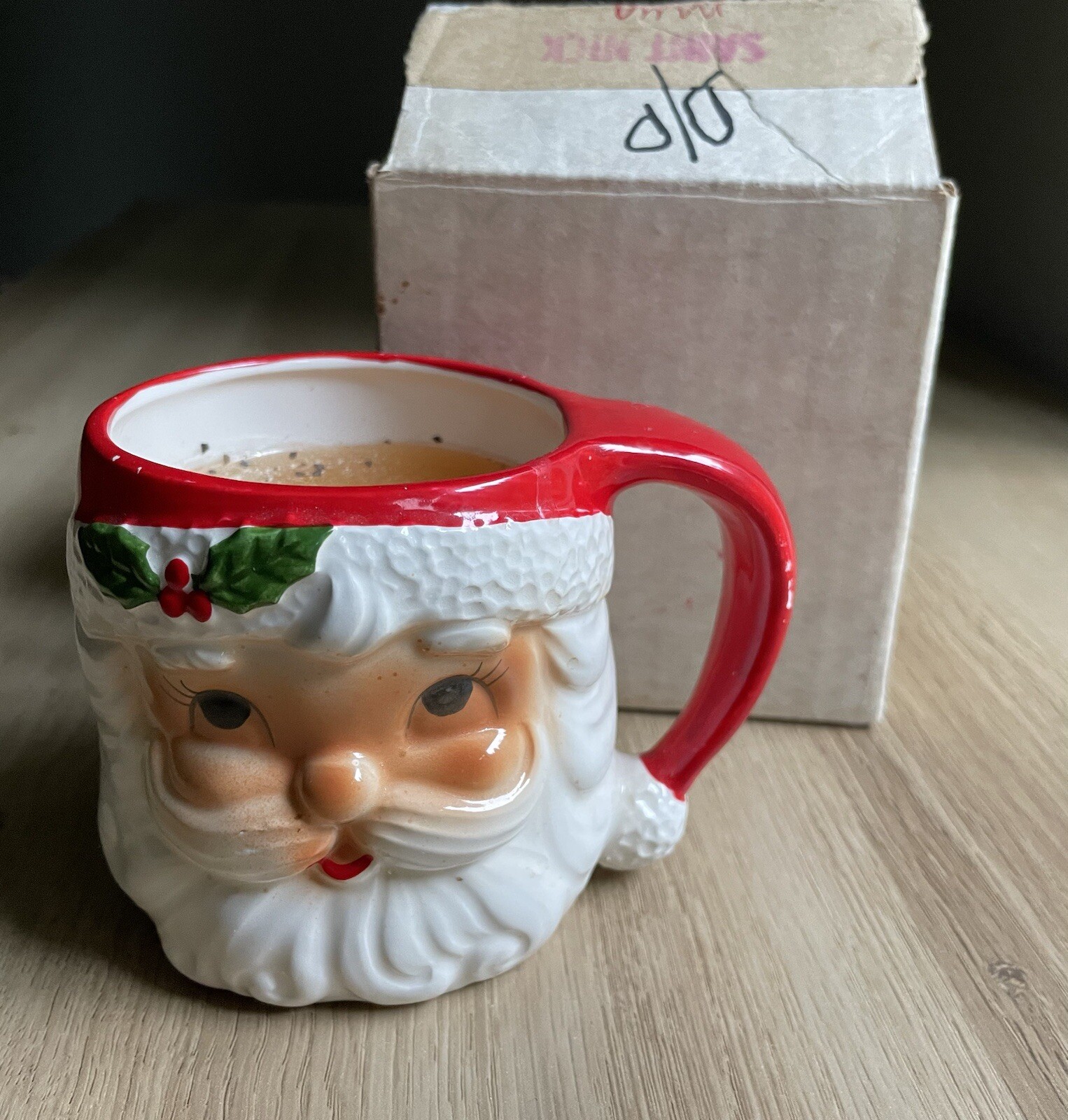 LUND\'S LITES Ceramic Santa Claus Saint Nick Christmas Mug Candle vtg Japan Box