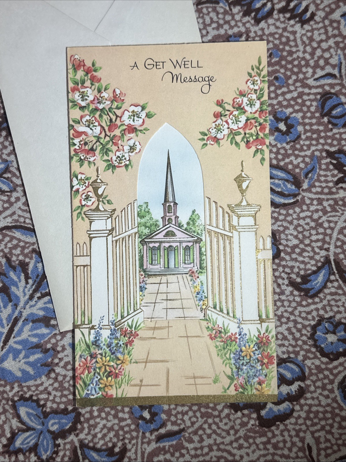 Antique REGAL Get Well Chapel Cut Out Cards + envelope
