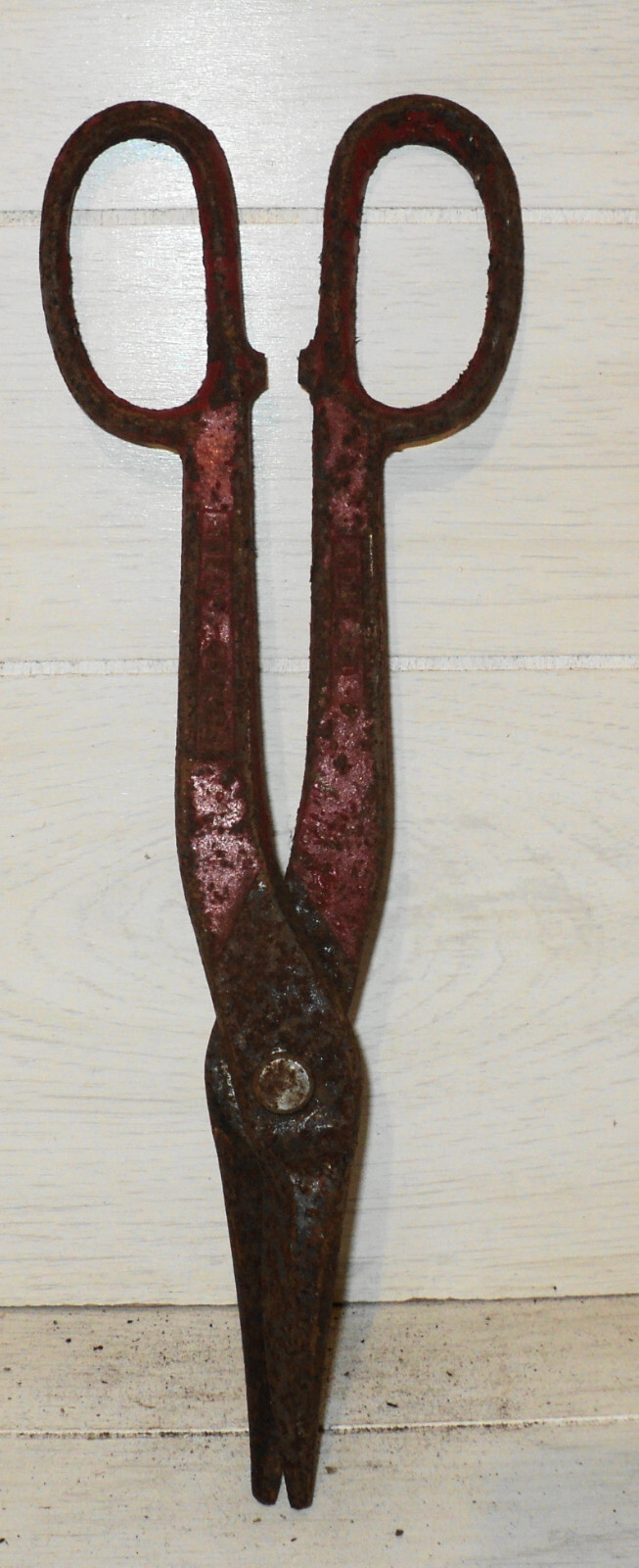 Antique Vintage Forged Steel Red Paint 12