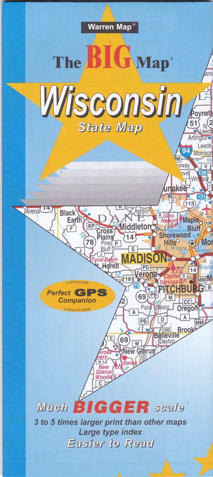 Wisconsin State Big Map Folding Map 