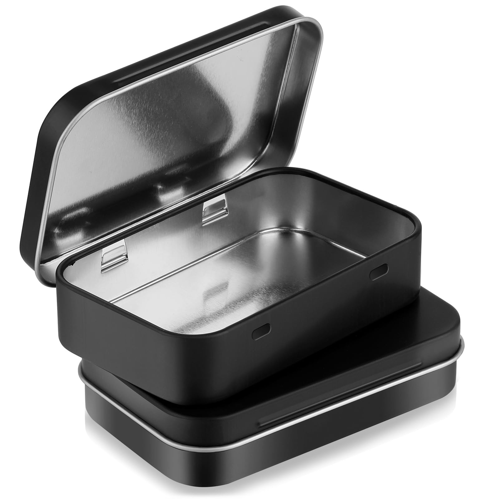 2 Pack Small Metal Box, Rectangular Empty Hinged Tins with Lids - Mini Portab...