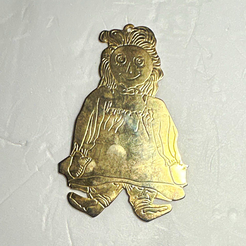 VTG Golden Raggedy Ann Christmas Ornament