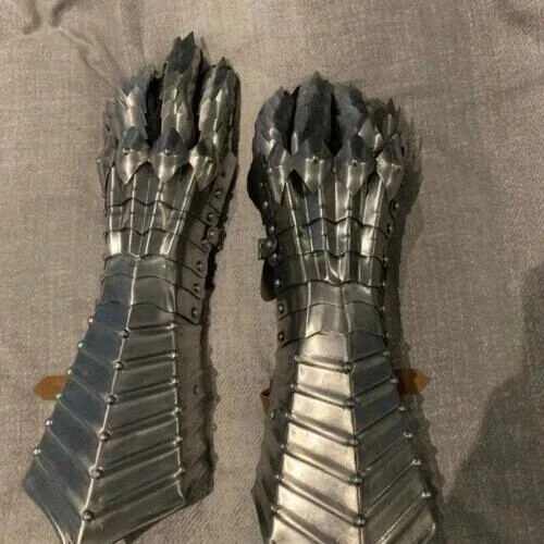 Medieval Silver Finish Nazgul Gauntlets Steel armor Gloves Lord of the Rings