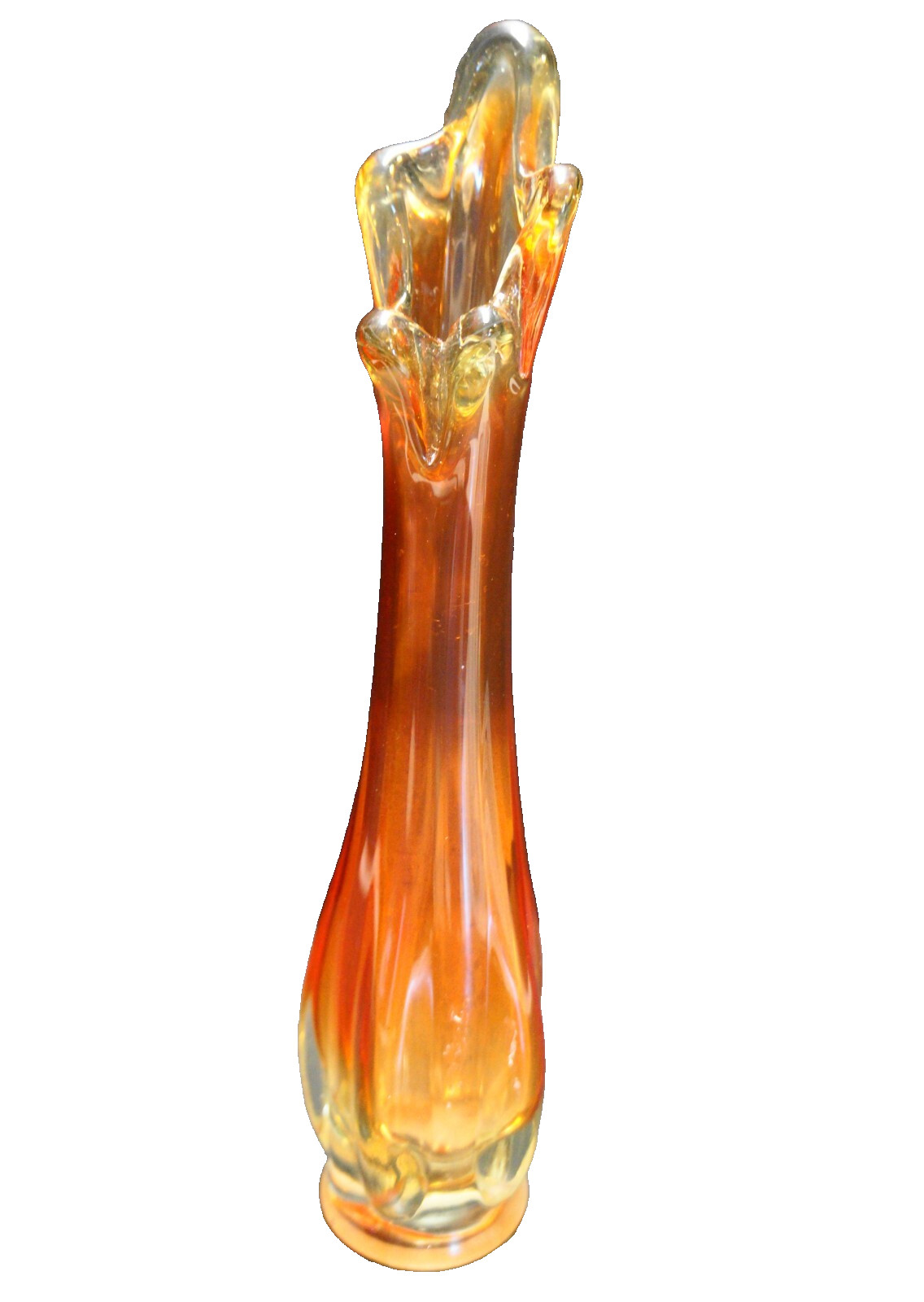Orange Ombre Amberina Swung MCM Vase 12 IN Ground Foot
