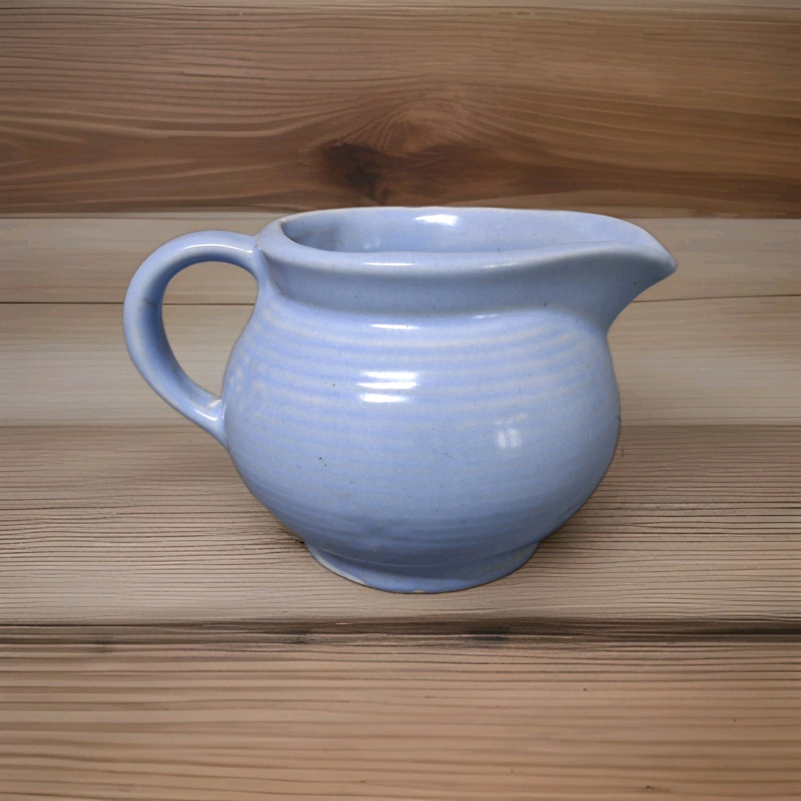 Vintage Shawnee Pottery Blue Flower & Fern Creamer Made in USA Country Farmhouse