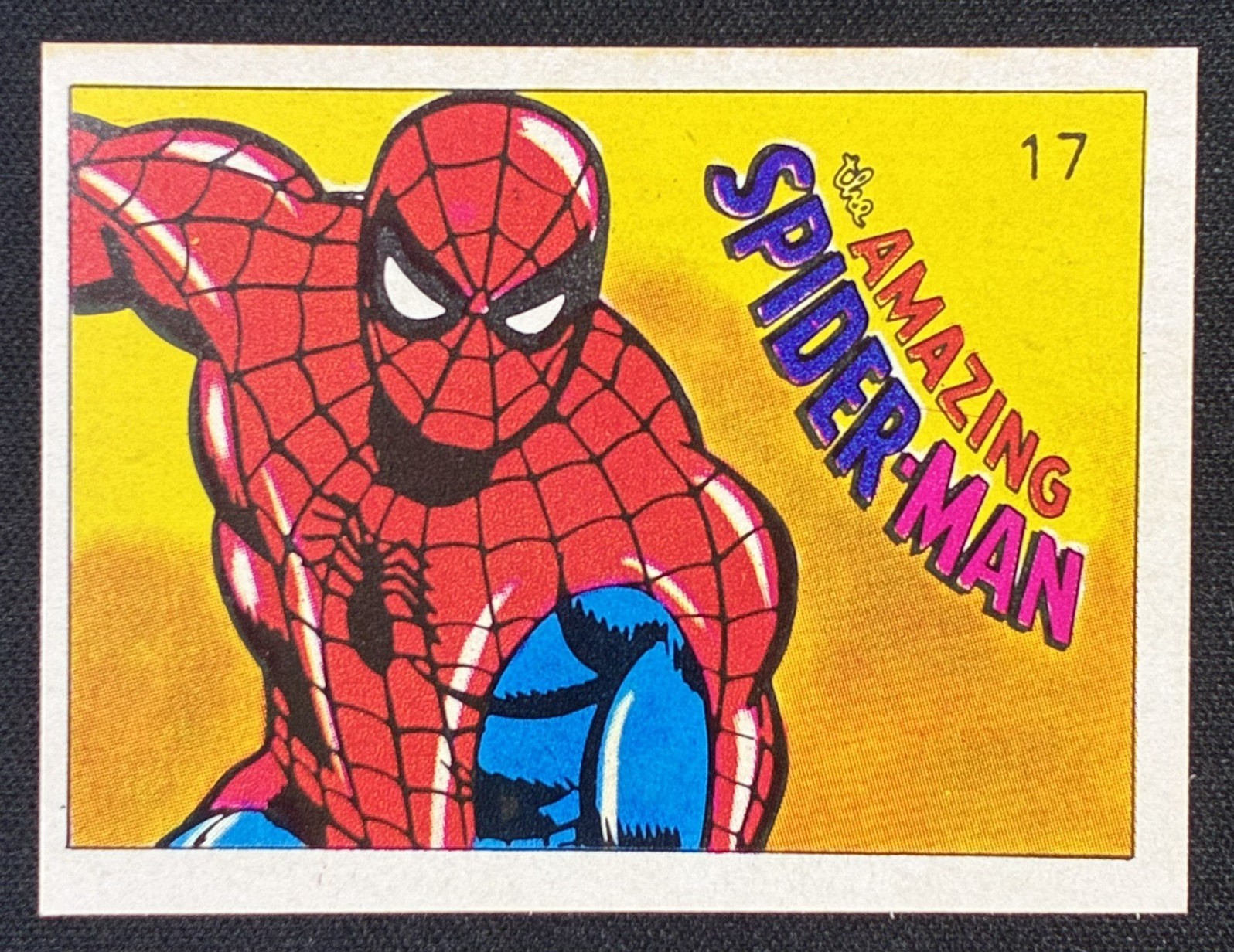1980 Marvel Super Hero The Amazing Spider-Man #17 Venezuela Sticker Card Reyauca