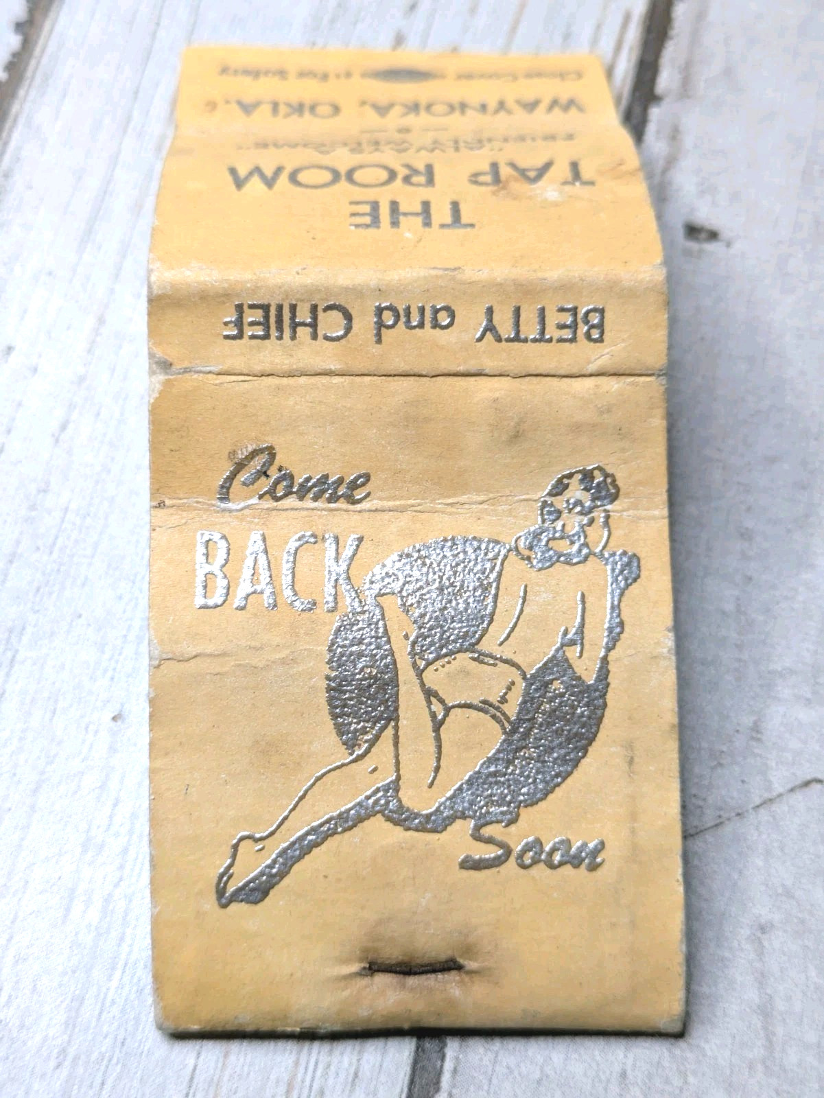 Vintage Matchbook Cover The Tap Room Waynoka, Oklahoma Betty and Chief