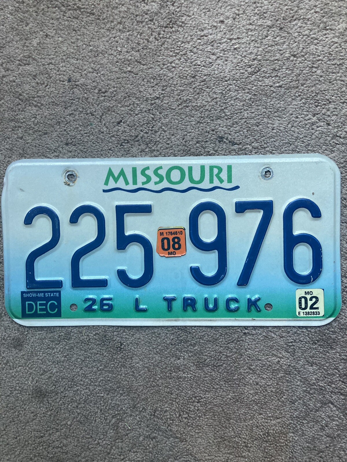 2008 Missouri Truck License Plate - 225 976 - Nice