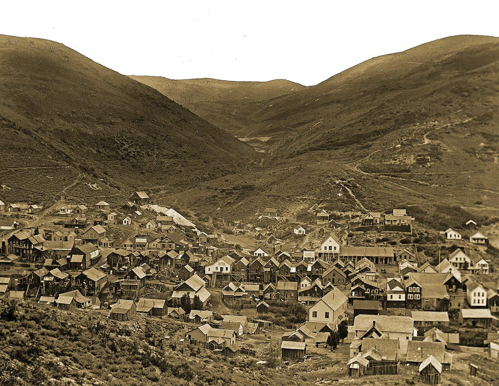 1896 Aerial View Silver City Idaho Vintage Old Photo 8.5\