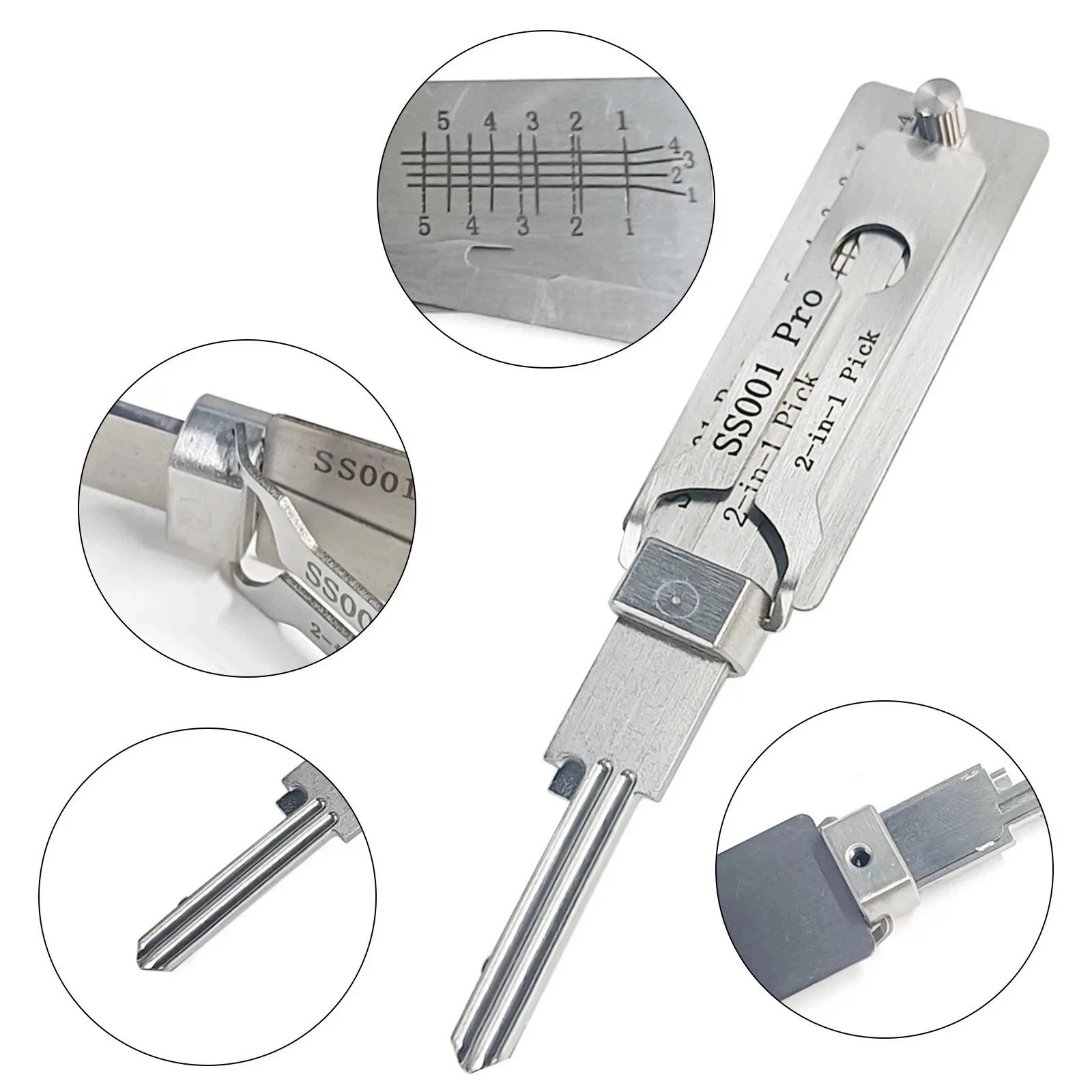 (SS001 PRO) 2‑in‑1 Stainless Steel Lock Tool Kit – Portable Key Adjustment