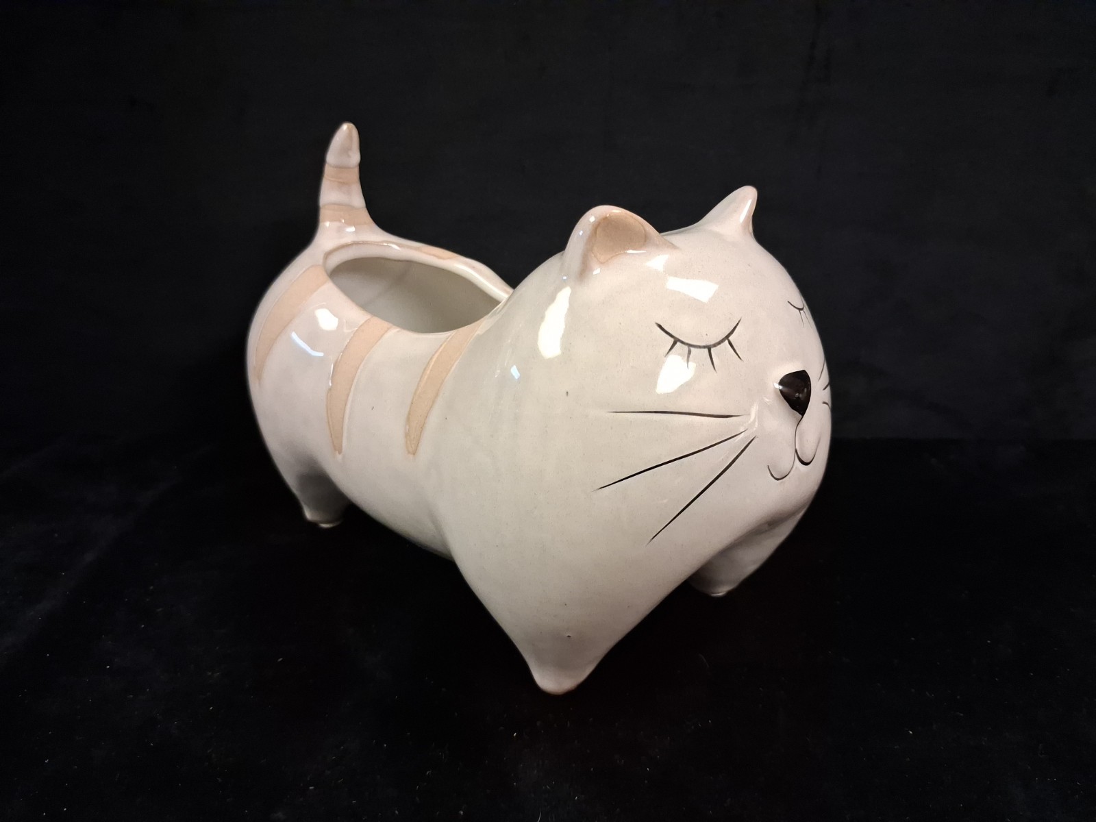 LIttle Miss Personality Striped Cat/Kitten Planter Glazed 
