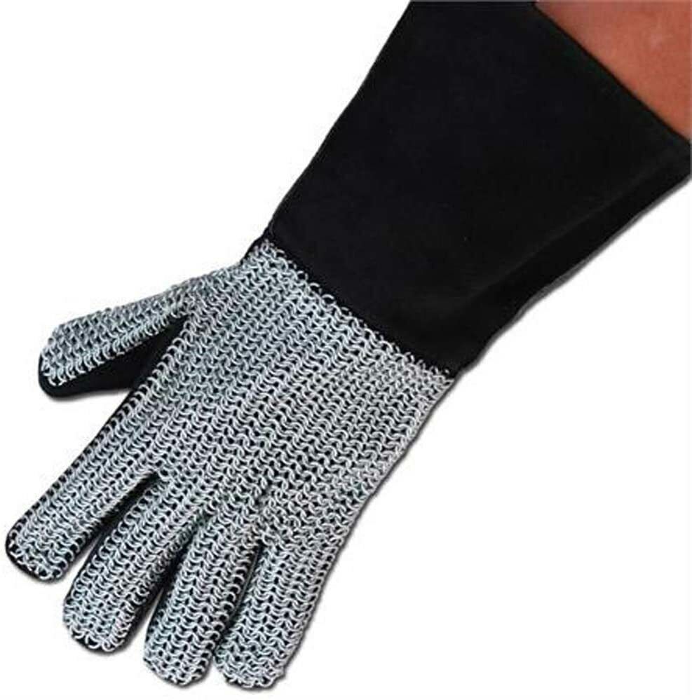 Medieval Suede Chain Mail Hand Gloves 1 Pair - Black