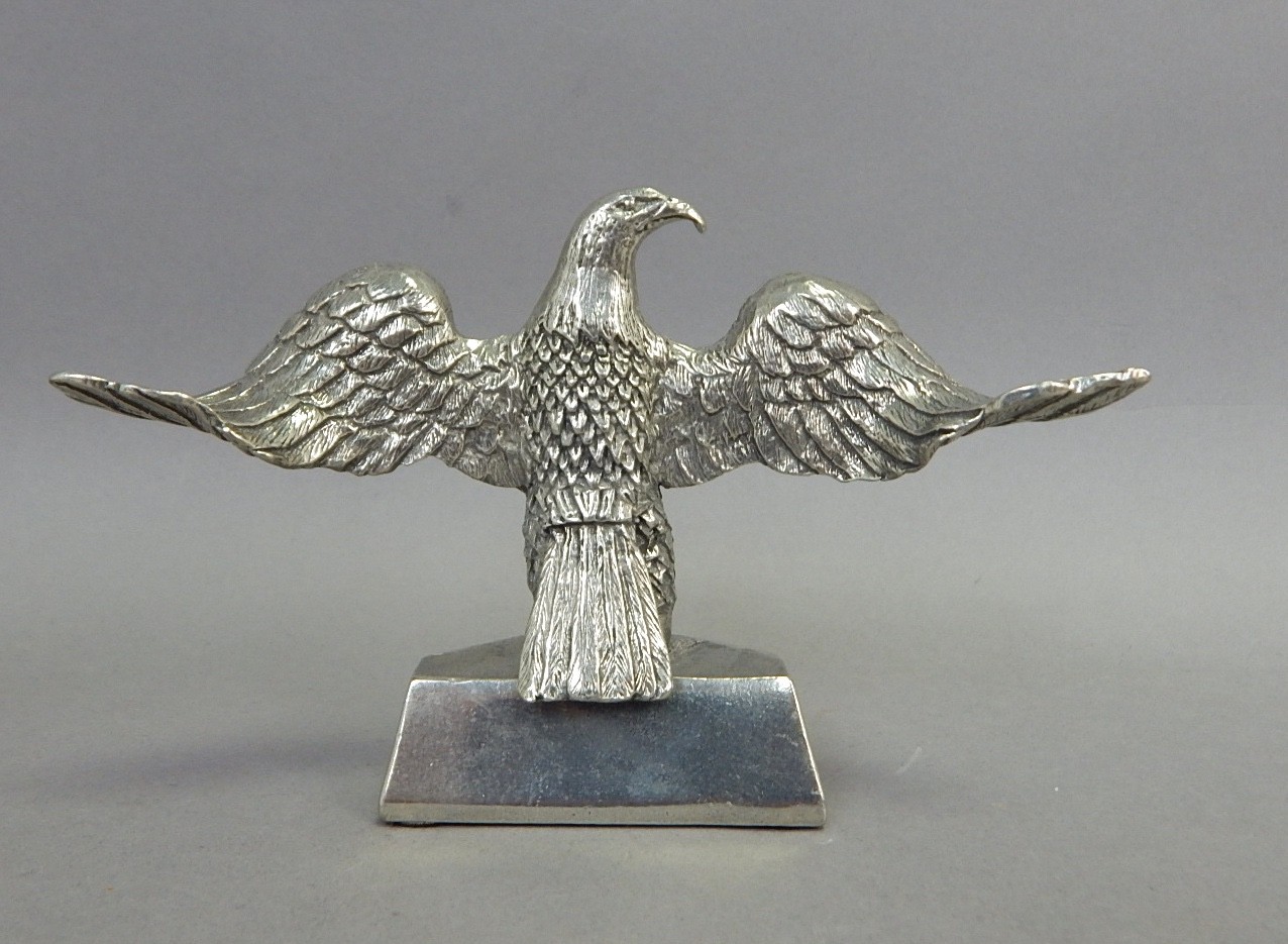 Jac Zagoory Pewter USA Eagle Pen Holder Stand Desk Sculpture Art Figurine