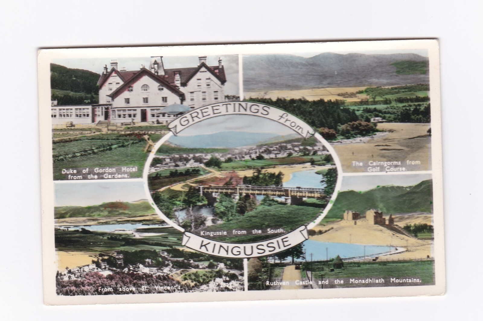 England Scotland Vintage Postcard Greetings from Kingussie View from the South