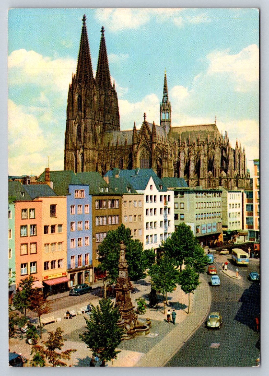 Cologne Cathedral Alter Markt Dom Köln Rhein Germany Vintage Postcard 1960s