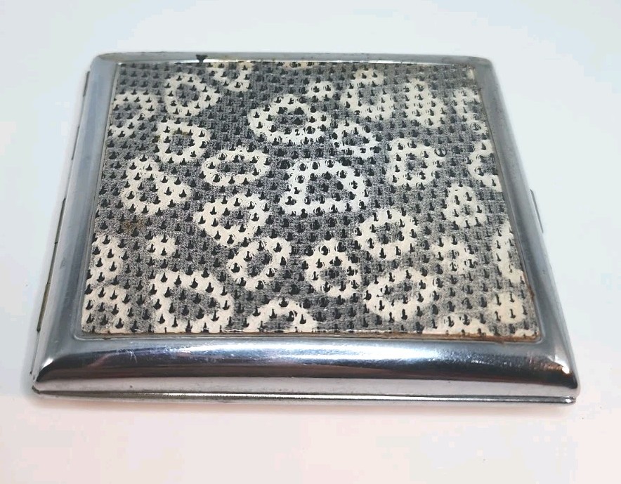 VTG Orlik Bond Street London Silvertone Cigarette Case W/Faux Snakeskin Pattern