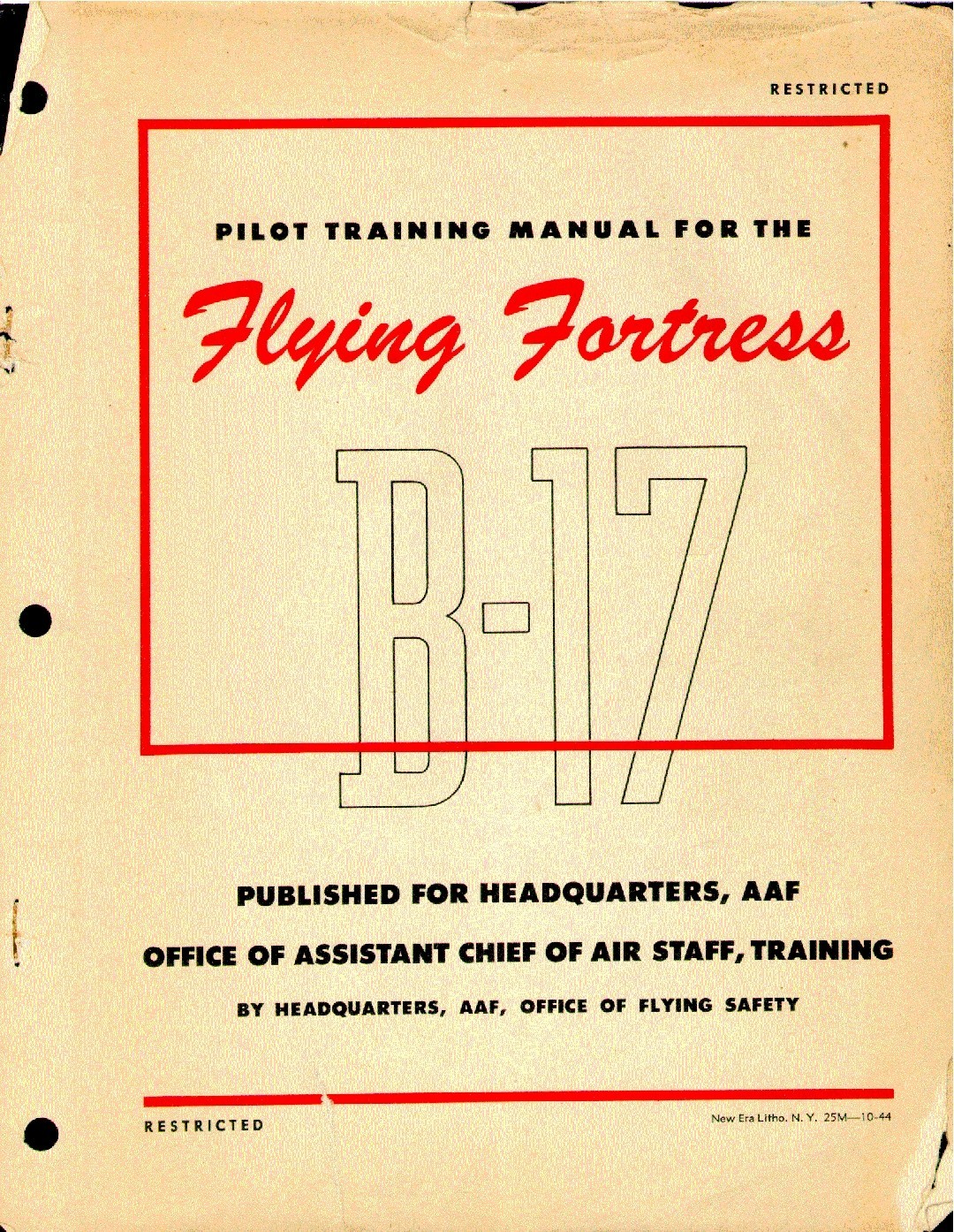 1944 B-17 Flying Fortress Pilot Training Manual PDF on DVD (208pg + Bonus PDF)