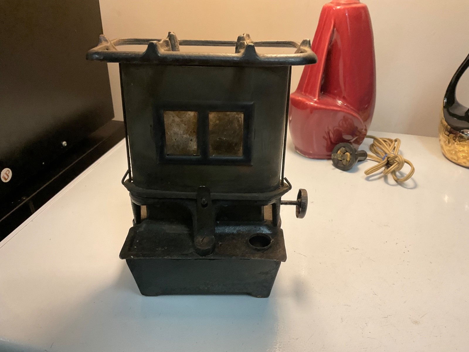 antique sad iron heater use for camp stove cooking stove cast metal no cap tho