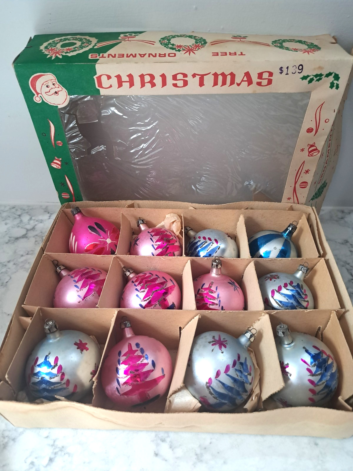 12 VTG Poland fantasia glass Xmas ornaments hand painted Candle Tree stars