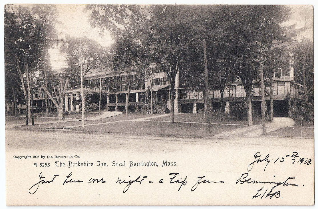 Great Barrington Massachusetts The Berkshire Inn Antique Postcard c1908